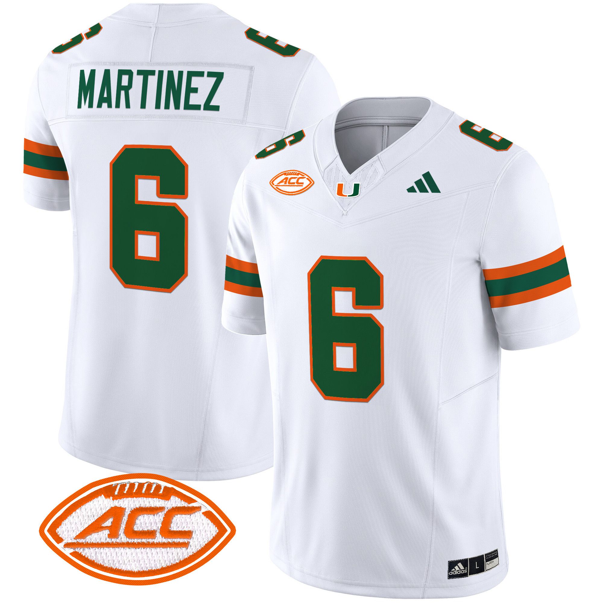 Men Miami Hurricanes #6 Martinez White 2024 Vapor Limited NCAA Jersey->ncaa teams->NCAA Jersey